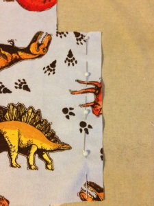 Kwik-Sew-Pattern-3793-Male-Pajama-Pants-DIY-Dinosaur-Fabric-Pinning