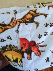 Kwik-Sew-Pattern-3793-Male-Pajama-Pants-DIY-Dinosaur-Fabric-Waistband-Pinned